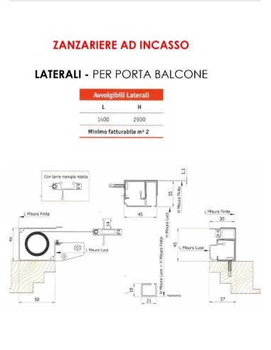 ZANZARIERE AD INCASSO LATERALI - PER PORTA BALCONE